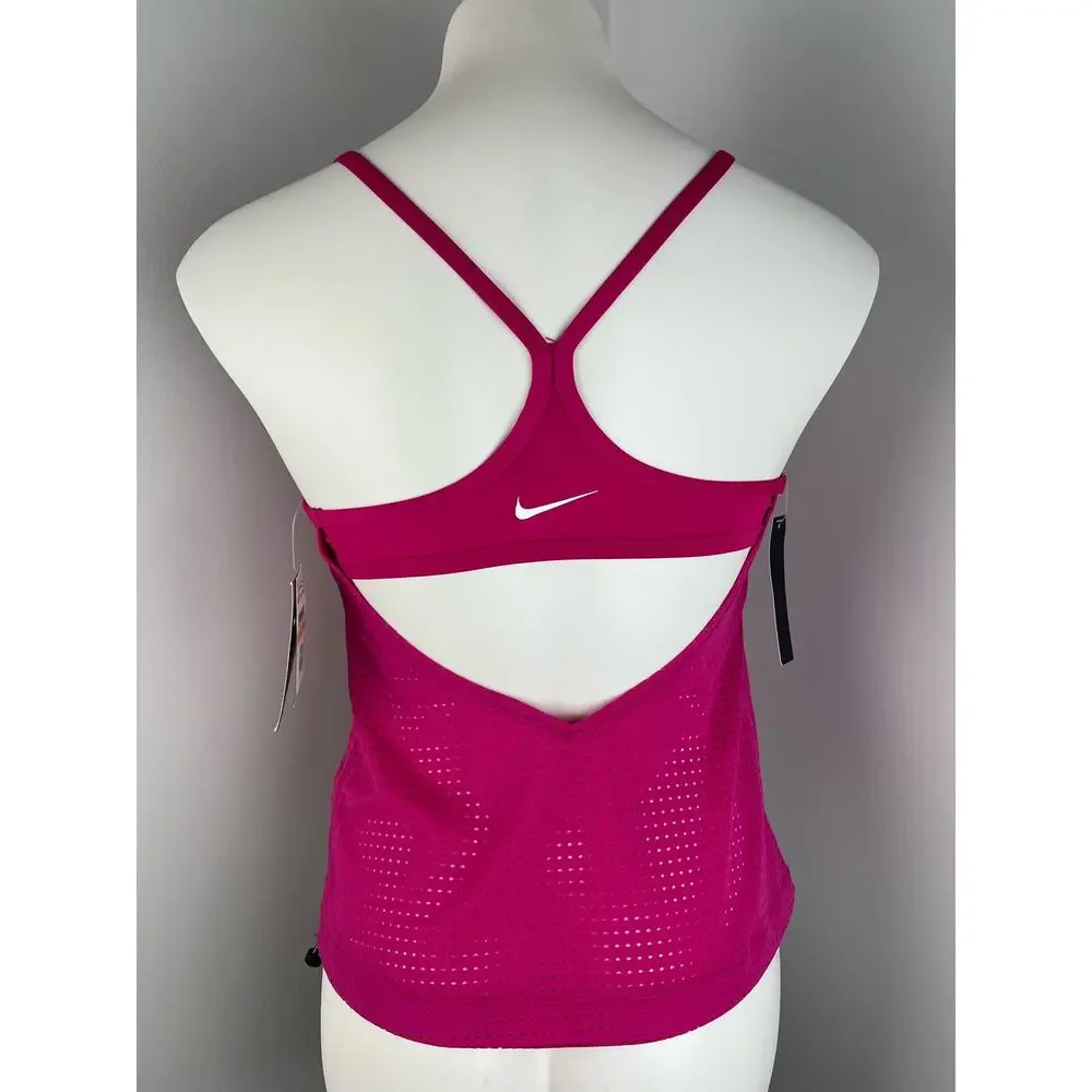 Nike Pink Stretch Mesh Sporty Essential Tankini Swimsuit Top Small